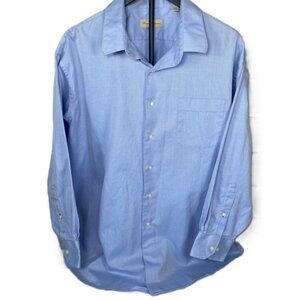 Tommy Bahama Men’s 17.5 32/33 Blue Cotton Button Up Long Sleeve Dress Shirt